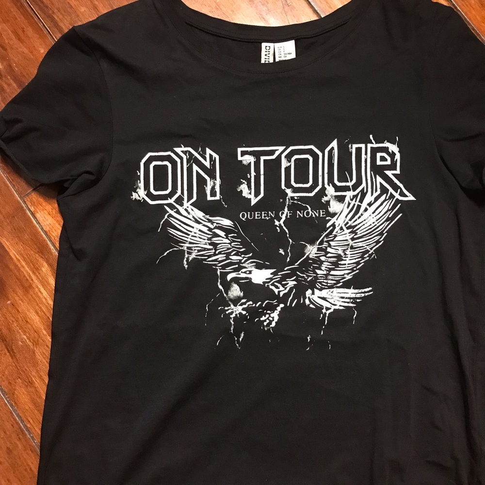 Black and White Tee Shirt, On Tour Queen of None, Women’s size Small